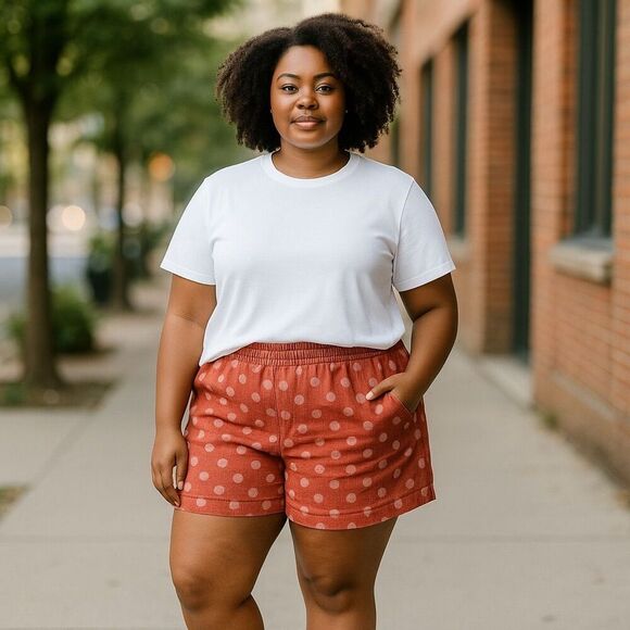 Universal Threads Women's 2XL Red Polka Dot Shorts Summer Casual - Picture 1 of 5
